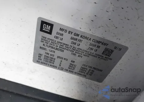 2020 Chevrolet Trax Awd Lt from USA, damaged, VIN KL7CJPSB4LB037026